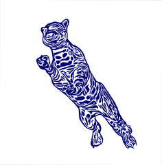 sketch of a tiger with a transparent background