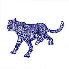 sketch of a tiger with a transparent background