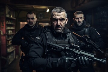 Fototapeta premium police special forces are ready for the call. generative ai.
