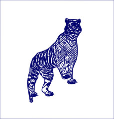 sketch of a tiger with a transparent background
