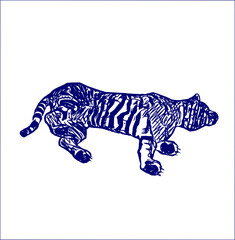 sketch of a tiger with a transparent background