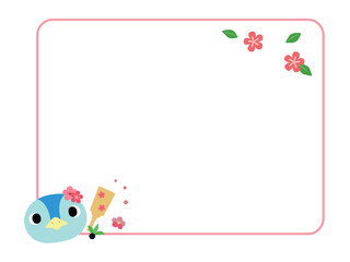 動物の正月フレーム　ペンギン