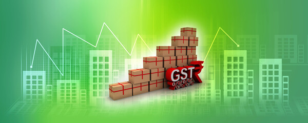 3d rendering Cardboard boxes with GST

