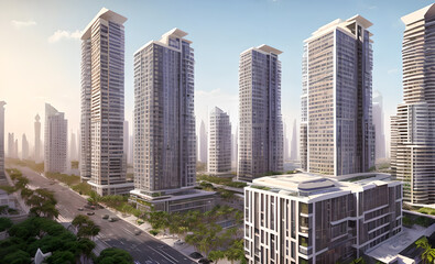 Big city during the day, future style, Generative AI