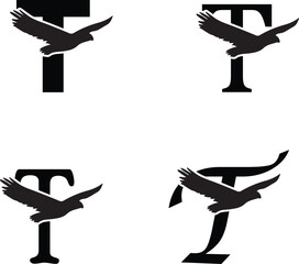Initials Logo Design Alphabet Letter T I Eagle Logo Design Concept