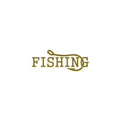 Fishing word hook icon isolated on transparent background