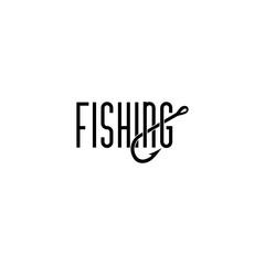 Fishing word hook icon isolated on transparent background