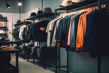 Naklejka premium A stylish men's clothing store offering a fashionable collection of clothes and apparel for sale, offering customers a wide choice.