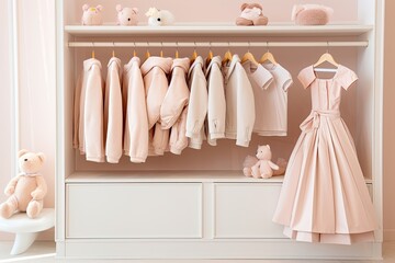 A stylish children's clothing store offering a wide selection of fashionable pink themed outfits for little girls.