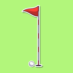 Golf element cartoon vector illustration sticker. Vector eps 10