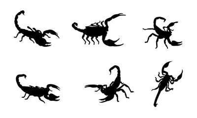 Scorpion silhouette vector set design