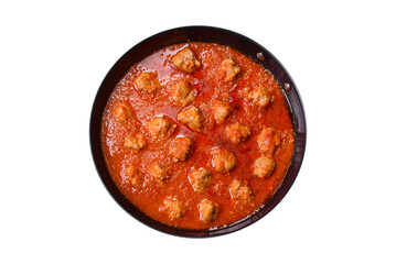 Delicious meatballs made from ground beef in a spicy tomato sauce