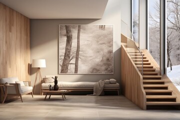 cozy scandinavian entrance hall with light natural materials