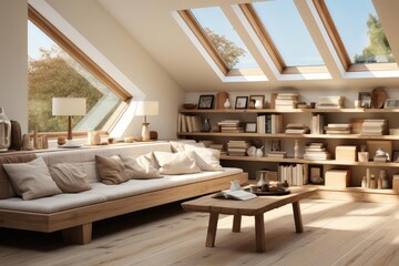 cozy upstairs landing with light natural materials