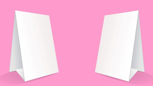 An empty paper template of a tabletop tent for presentation. Animation, a place to copy.