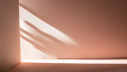 Minimal abstract background for product presentation. Shadow and light from windows on plaster wall. The backdrop for product presentation, Product showcase background wall.