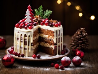 Fototapeta na wymiar christmas cake with berries