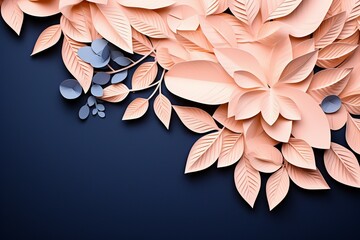 Abstract composition enhanced by the presence of finely detailed paper cut leaves