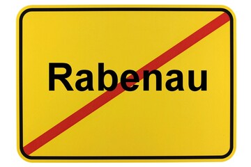 Illustration eines Ortsschildes der Gemeinde Rabenau in Hessen