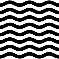 Wave wide line seamless pattern. Wavy thick stripes pattern. Black horizontal water curve lines texture. Simple monochrome black and white background. Editable stroke. Vector illustration. - 646698905