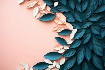 Elegant paper cut leaves on an abstract canvas, forming a visually striking background