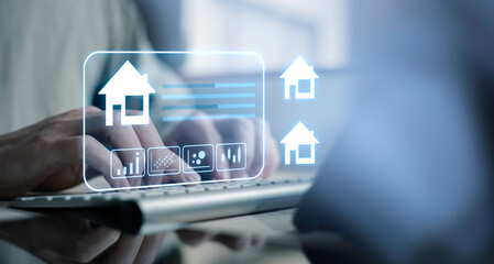 real estate investment concept energy efficiency rating and property value, Real estate online on...