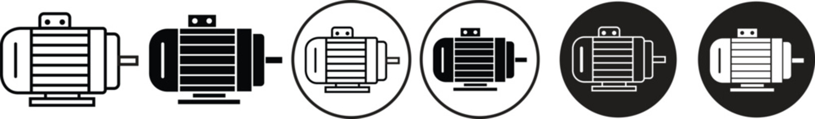 set of black Electric motor icons. industrial dc electromotor symbol. suitable for mobile app, and website UI design. Trendy flat motor icons isolated with editable stroke on transparent background. - obrazy, fototapety, plakaty