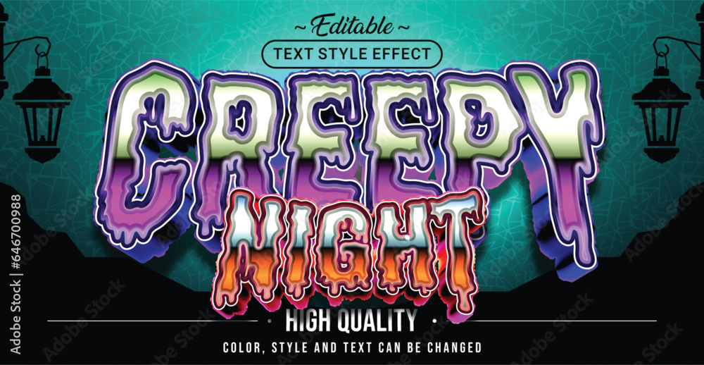 Aufkleber editable text style effect - creepy night text style theme.