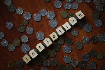 Inflation, hyperinflation in the dollar one dollar bill economic direction The concept of reducing purchasing power from inflation.