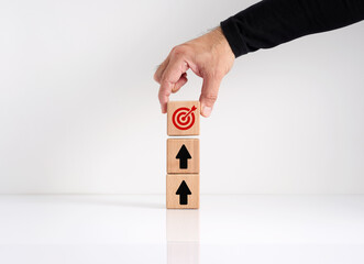 Goal achievement and business objectives. Goal setting. Aspiring for higher goals.