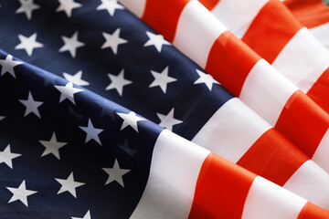 Fototapeta premium American Flag Wave Close Up for Memorial Day or 4th of July