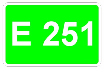 Illustration eines Europastraßenschildes der E 251 in Europa