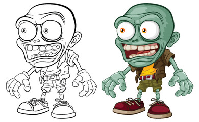Creepy Scary Bald Zombie Monster Man Cartoon