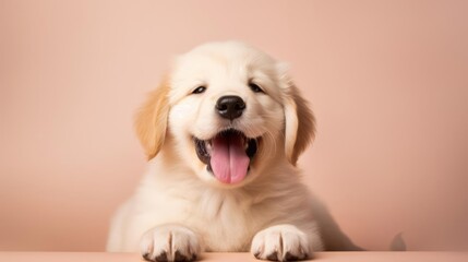 A stunning image of a minimalist happy puppy - obrazy, fototapety, plakaty