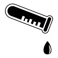 Chemistry icon or logo - vector science technology symbol made of lab glass test tube and formula