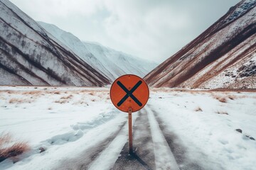 A winter storm covers the road with snow and impedes circulation