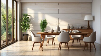 cozy modern interior white wall dining room