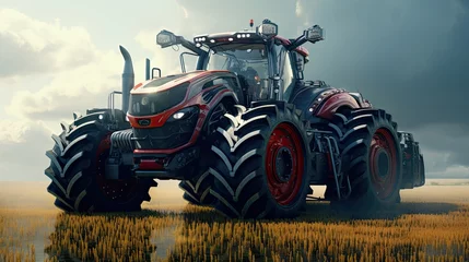 Deurstickers Agricultural tractor isolated on background. 3D rendering - futuristic tractor illustration. © somchai20162516