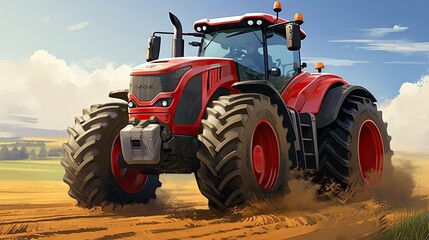 Agricultural tractor isolated on background. 3D rendering - futuristic tractor illustration.