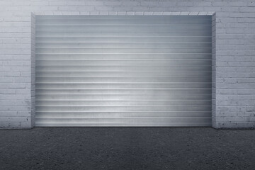 Brick wall with steel shutter door