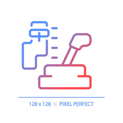 2D pixel perfect gradient car gear box icon, isolated vector, thin line illustration representing car service and repair.