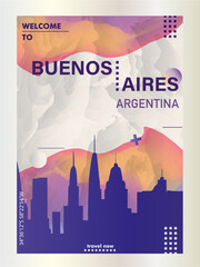 Buenos Aires Argentina city poster with abstract shapes of skyline, cityscape, landmarks and attractions. Capital travel vector illustration for brochure, website, page, business presentation