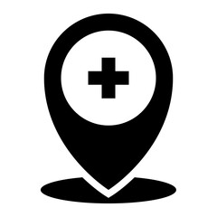 Health hospital Clinic location solid glyph icon
