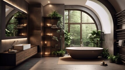 Advanced Modern Bathroom Interior and Bathtub
