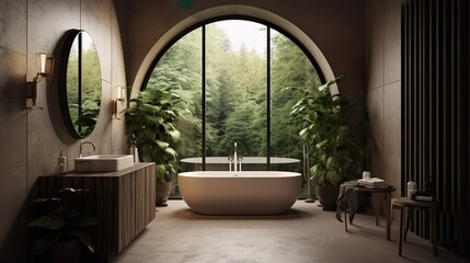 Fototapeta na wymiar Advanced Modern Bathroom Interior and Bathtub