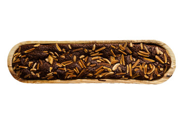 Chocolate brownie on a white background