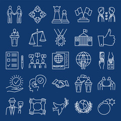 Diplomacy and diplomatic mission icon set - obrazy, fototapety, plakaty