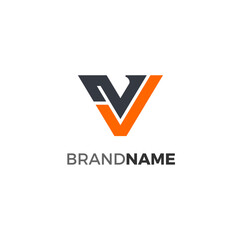 Vector illustration of letter V or VV logo with a combination of check mark icon and upward icon