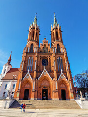 Bialystok, Poland  May 1, 2023: Catholic cathedral, Basilica of Blessed Virgin Mary in the center of the old city Bialystok, Poland