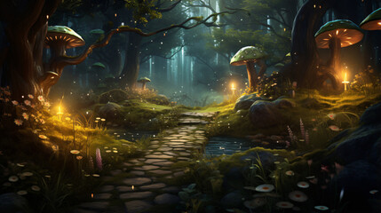 A fairy tale forest a fantastic fairy tale with path